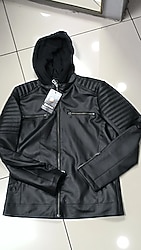 Delpino kapşonlu deri ceket