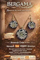 Gerçek Beyaz Çiçek Desenli Epoksi Kolye Küpe Seti