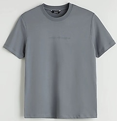 XSIDE Gri Bisiklet Yaka Baskılı Penye Erkek Tişört M BEDEN