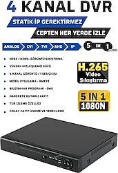 HD 4 Kanal Dvr Güvenlik Kamera Kayıt Cihazı Full Hd 1080N 4 Kanal Video girişi HD