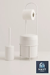 Çöp kovalı tuvalet kağıtlığı ve fırça seti