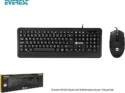 Sıfır Everest Marka KM-520 Q Klavye ve Mouse Seti Multimedya Siyah