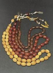 Sıfır ürün Eski Yapım Ateş ve Sıkma Kehribar Tesbih 3 Adet