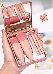 Bej Pastel Makyaj Fırçası Seti aynalı kutulu