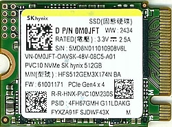 SK Hynix 512GB M.2 NVMe SSD Solid State Drive HFS512GEM3X174N