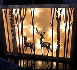 ahşap geyikli Led tablo