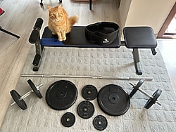 Az kullanılmış, katlanabilir sehpalı ağırlık seti