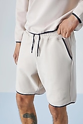 SOLERO Erkek Beli Lastikli Cepli Relaxed Baskı Detaylı Açık Gri Şort L BEDEN