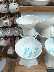 Beyaz Desenli Evcil Hayvan Tabağı