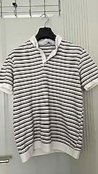 Polo yaka çizgili tişört L beden