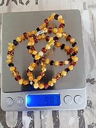 Damla Kehribar kolye Multi kolor kare modeli 55cm 10 gram