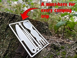 SURVİVAL ÇATAL-KAŞIK-BIÇAK-KÜRDAN (5 ADET)