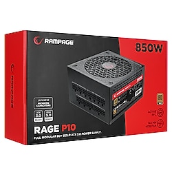 Rampage RAGE P10 850W 80+ GOLD APFC 14cm HDB Fan FULL-MODULER ATX3.0+PCIe5.0 Siyah Gaming Power Supply