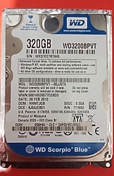 WD 320 GB 2.5” SATA Laptop Hard Disk (Sağlık 100 , Sorunsuz, İkinci El)
