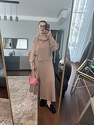 İKOLL marka Oysho kumaş kapşonlu etekli takım