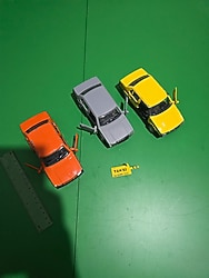 Model Taksi Araba Seti - Sarı, Gri, Turuncu