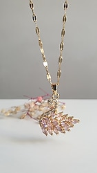 ÇELİK KOLYE KUĞU SVAROWSKİ TAŞLI 316 L ÇELİK KADIN KOLYE 45 CM GOLD RENK 45 CM