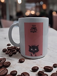 Kedi temalı porselen kupa fincan.