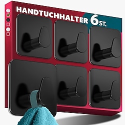 Delme gerektirmeyen havlu askısı, paslanmaz çelik, 6'lı set – Su geçirmez banyo havlu askısı