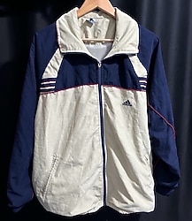 Krem-Lacivert-Kırmızı Renk Bloklu Vintage Adidas Bomber windbreaker tam bir 90’lar efsanesi!