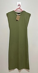 Yeşil uzun günlük elbise