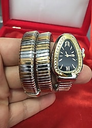 Yılan kordonlu Bvlgari model markasız bayan kol saati..