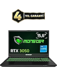 Mosnter Abra A5 V21.5.4 i5-12450H 16GB 1TB RTX3050 FDOS 15,6" 144 Hz Oyun Bilgisayarı
