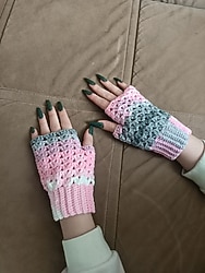 Parmaksız desenli el örgüsü eldiven