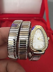 Yılan kordonlu Bvlgari model markasız bayan kol saati..