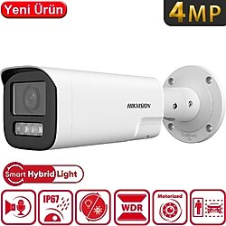 HIKVISION 4Mpix, 2,8-12mm Motorize Lens, Dual Light, Dahili Mikrofon,50Mt Gece Görüşü, SD Kart, PoE, Bullet IP Kamera