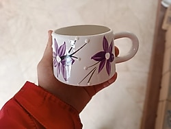 Seramik çiçek desenli kupa