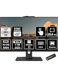 MSI Modern AM242TP Intel Core 5 120U 16GB Ddr5 1TB SSD 23.8" Fhd W11H Touch All In One Bilgisayar