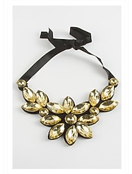 Çok şık sarı parlak taşlı yaka kolye