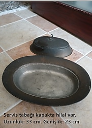 OSMANLI SON DÖNEM BAKIR HİLALLİ KAPAKLI OVAL TABAK