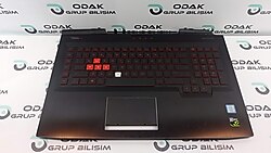 HP OMEN 15-CE, 15CE007NT (ÜST KASA+KLAVYE) 1 TUŞ EKSİK SİYAH-KIRMIZI