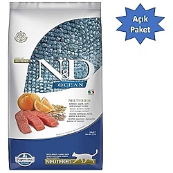 N&D Ocean Düşük Tahıllı Kısırlaştırılmış Somonlu ve Portakallı 3 kg Yetişkin Kedi Maması - Açık Paket