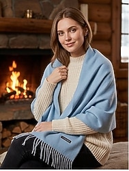 Cashmere Gökyüzü Mavisi Lüks Şal