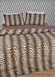 Kahverengi Leopar Desenli Nevresim Takımı tek kişilik çarşaflı