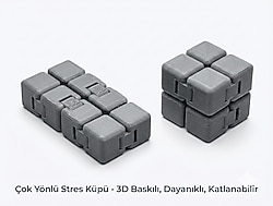 (Rengini Seç) Gümüş-Gri-Siyah-Mavi-Kırmızı Renk Sonsuz Küp Infinity Küp – Stres Atıcı, 3D Baskı