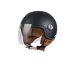 701 Deri Kaplı Yarı Camlı Motosiklet Kask