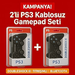 İkili Kablosuz PS3 Kolu | Bluetooth | Titresimli | Doubleshock III