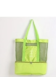 Masoffy1 Yüksek Kapasiteli Kadın Örgü Şeffaf Çift Katmanlı Isı Koruma Büyük Piknik Çantası YEŞİL