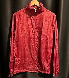 Efsane Kırmızı Vintage Rüzgarlık Deandoe orijinal Gizli Yaka Kapşonlu, Parlak Desenli Nylon, Mükemmel Kondisyon!