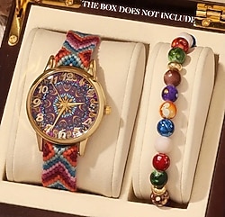 Otantik örgü kordonlu saat ve bileklil