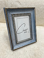 10 x 15 ölçülerinde açık mavi eskitme ahşap görünümlü camını çerçeve