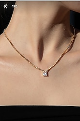 Kadın gold tek taşlı kolye