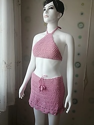 Pembe koton bustiyer-etek takım