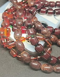 Sıfır ürün Eski Yapım Eski Döküm Sıkma ve Ateş Kehribar Tesbih 3 Adet