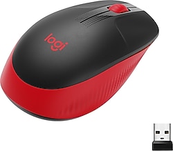 Sıfır Logitech M191 Büyük Boy USB Alıcılı 1.000 DPI Kablosuz Mouse - Kırmızı
