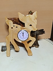 antilop Figürlü Ahşap Duvar Saati
